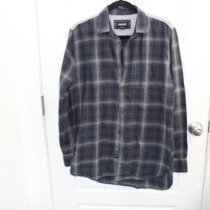 Zanerobe Casual Button Down Long Sleeve Shirt Plaid Size Medium Blue